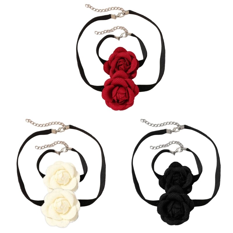 Stylish Rose Flower Necklace Accessory Flower Jewelry Set for Girl