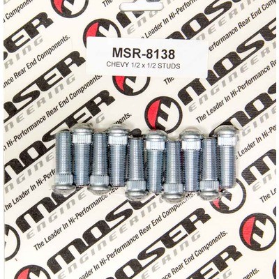 Moser 8138 10-Pack Zinc Steel 1/2-20 x 1-1/2 Wheel Studs with .530 Knurl