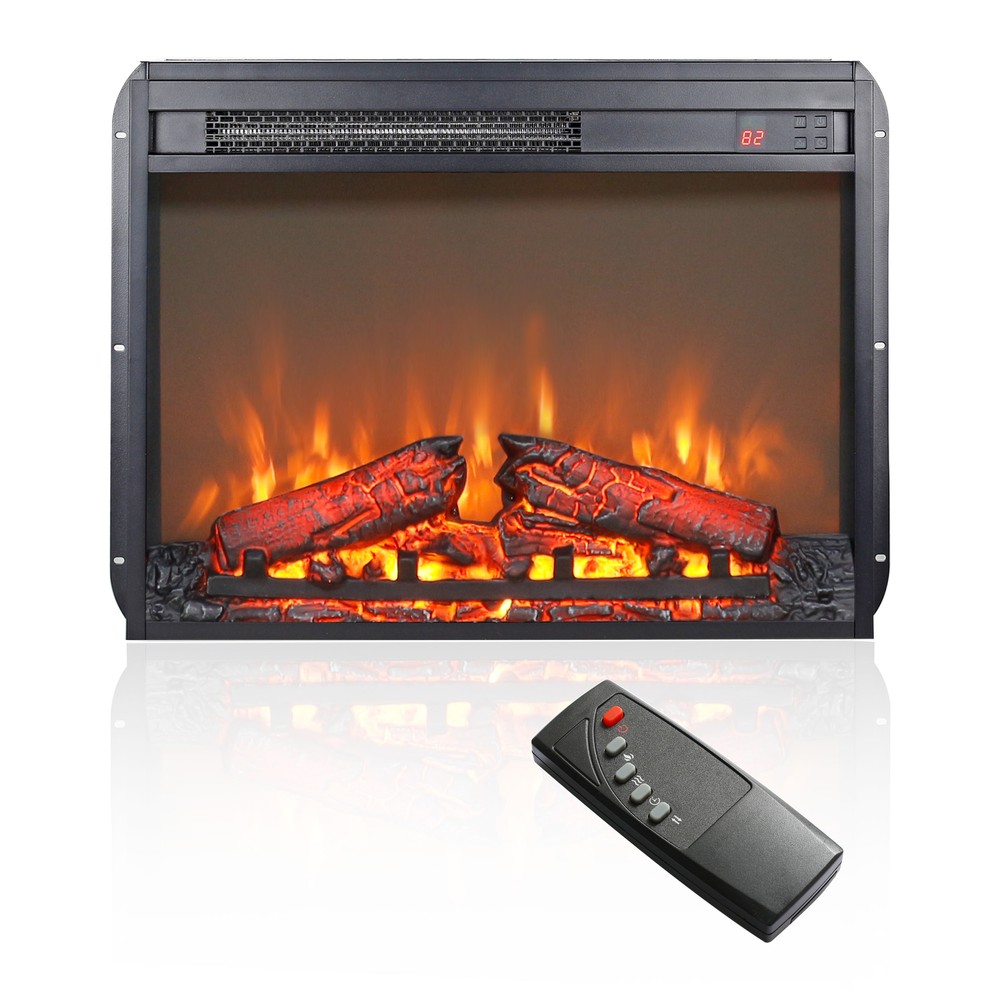23 inch electric fireplace insert,ultra thin heater w/log set & realistic f