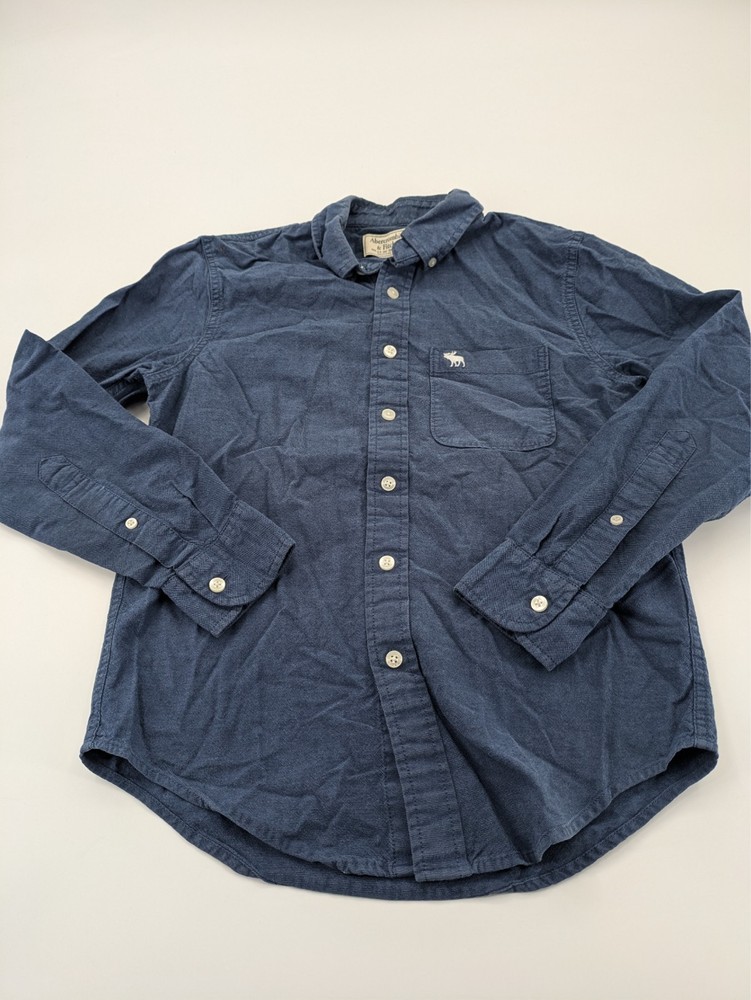 VTG Abercrombie Fitch Shirt Mens XS Blue Moose Long Sleeve Button Up Y2K-image