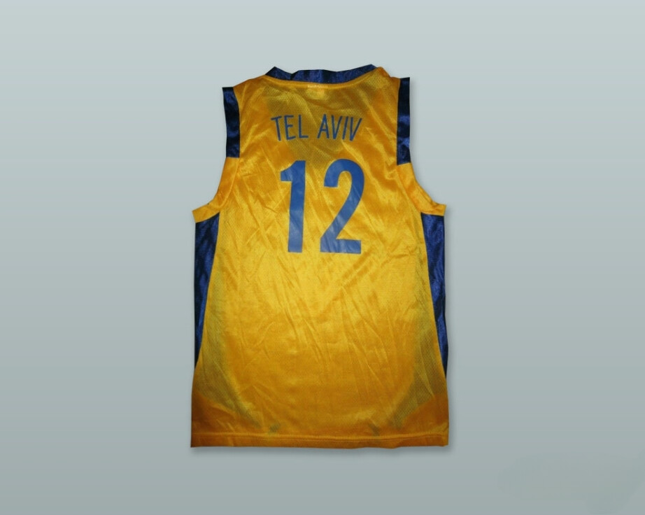 CUSTOM MACCABI ELEKTRA TEL AVIV ISRAEL 12 GOLD BASKETBALL JERSEY Stitched S-6XL
