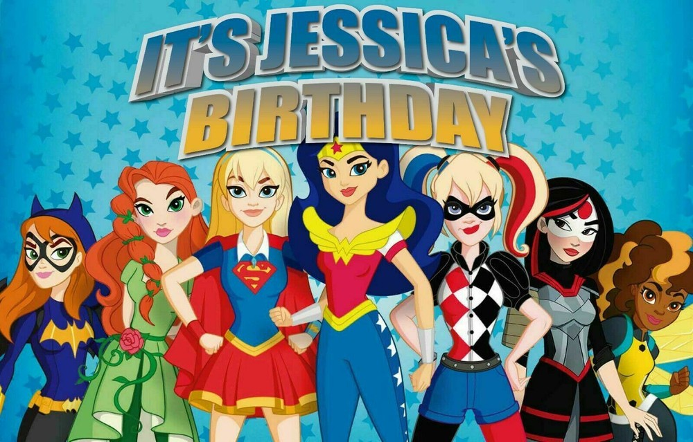 DC Girls Custom Happy Birthday Banner Personalized Poster MS114
