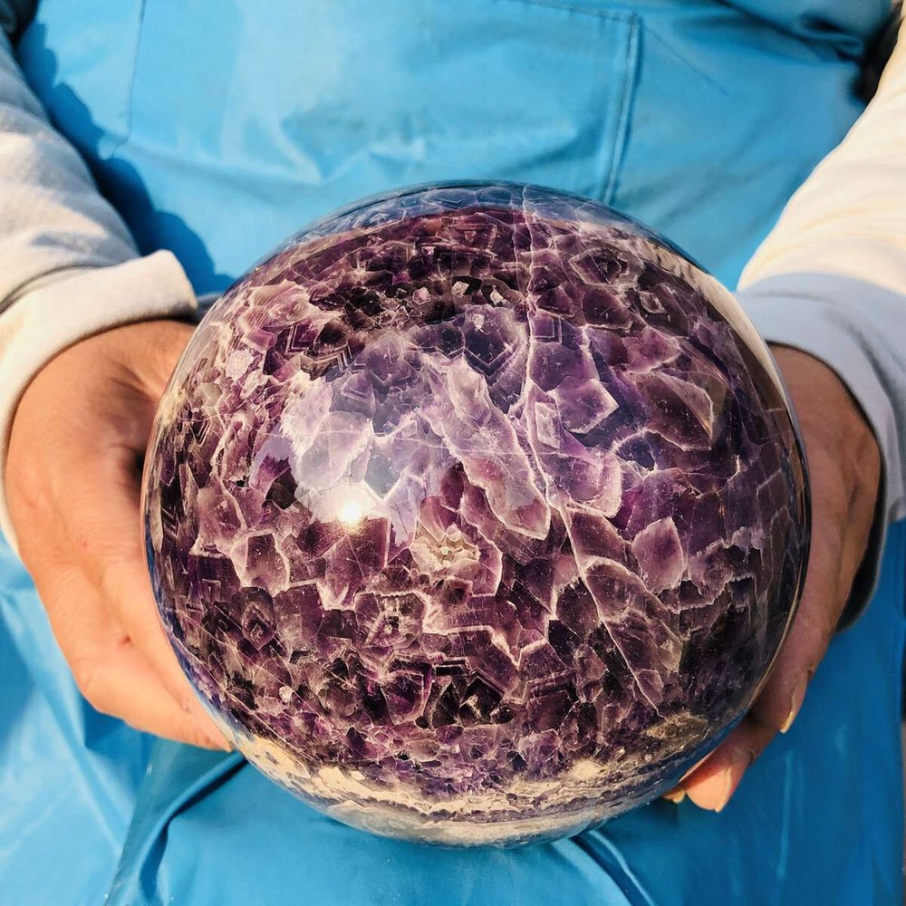 2620G Natural Beautiful Dream Amethyst Quartz Crystal Sphere Ball Healing 302