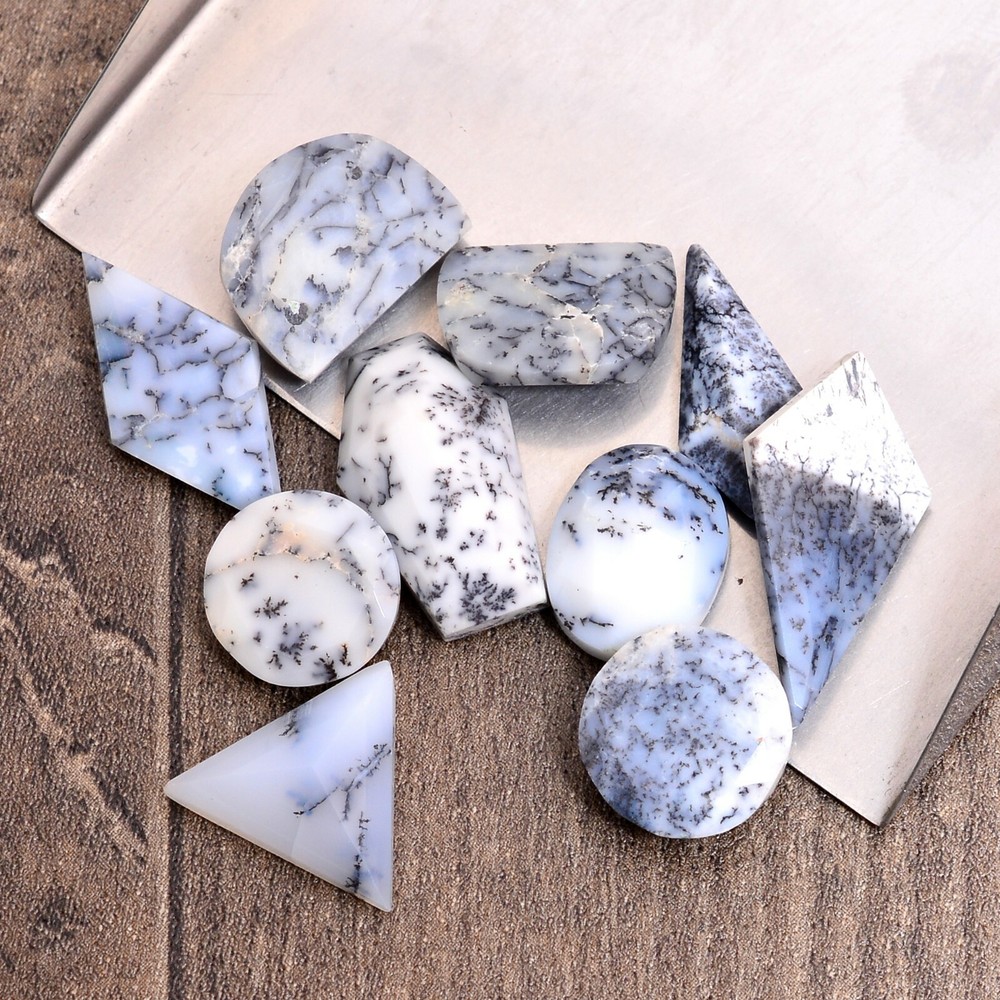 AAA+ Natural Dendrite Opal Gemstone Loose 12mm-22mm Faceted Rose Cut Lot