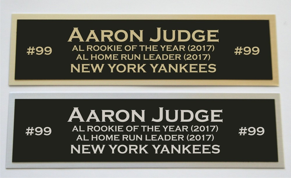 Aaron Judge autographed memorabilia nameplate for jerseys bats gloves photos-image