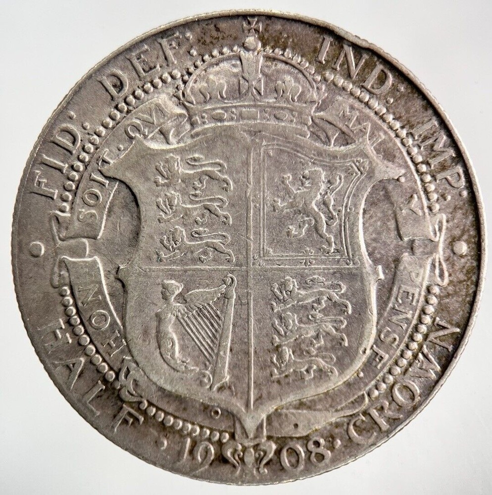 1908 Edward VII Silver Half-Crown | Fine Collectible British Coin