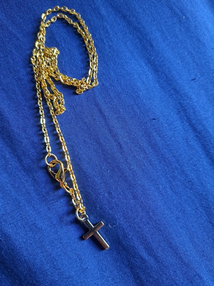 Handmade Gold Plated Cross Pendant Necklace for Women