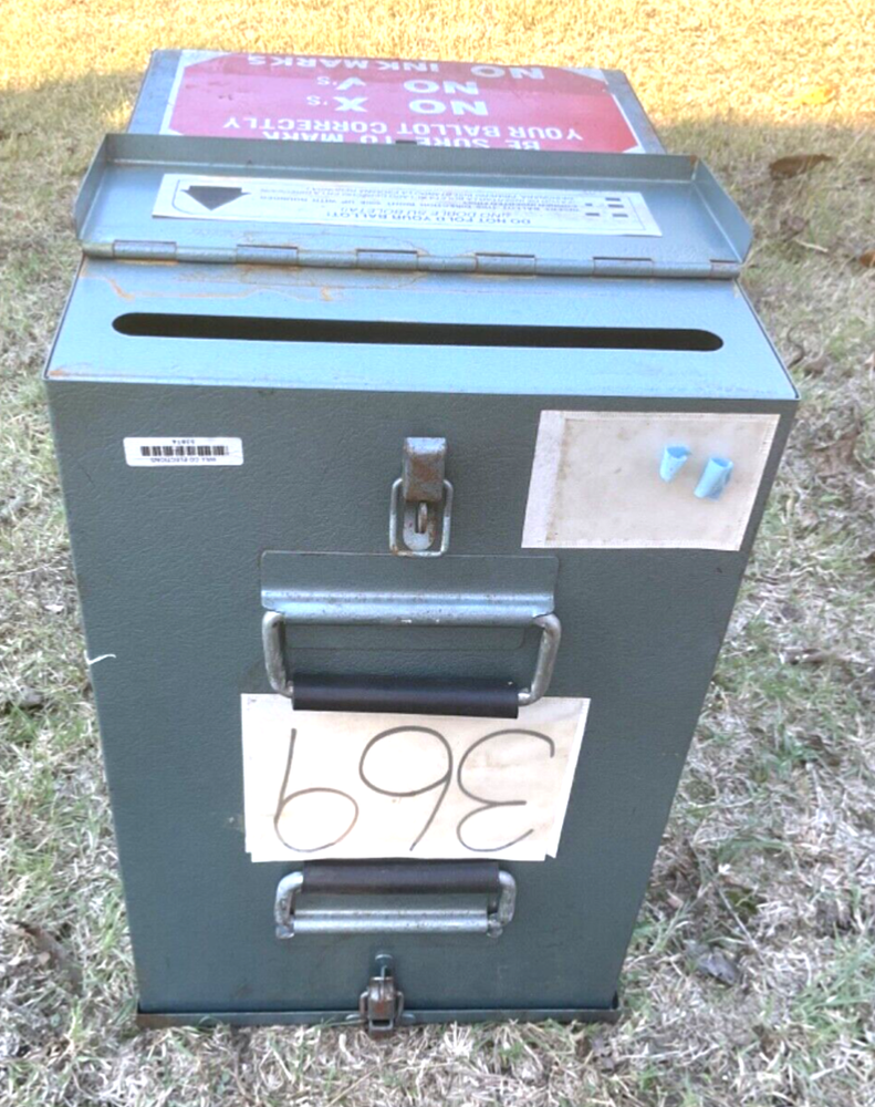 Douglas Large Galvanized Metal Voting Ballot Polling Box -Vintage