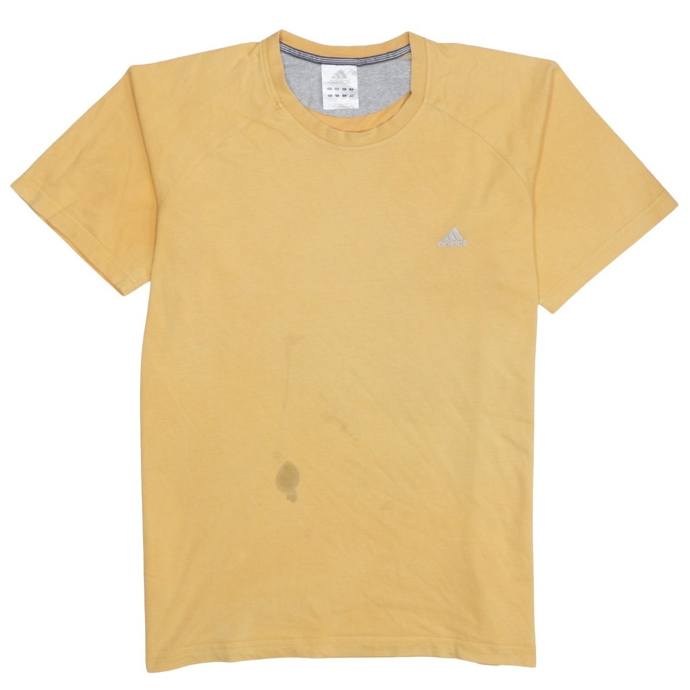 Adidas Mens T Shirt Yellow Cotton Blend Embroidered Logo Sports Performance L
