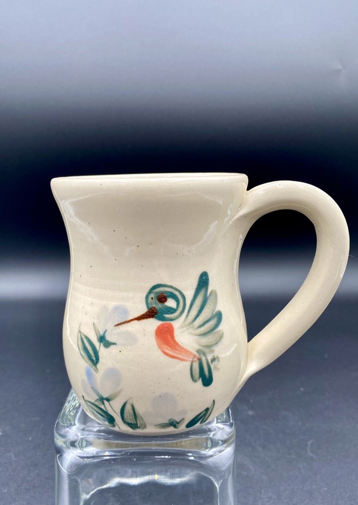 Vintage 1998, Kovack CSK Pottery (Seagrove, NC), Hand-painted Hummingbird Mug,