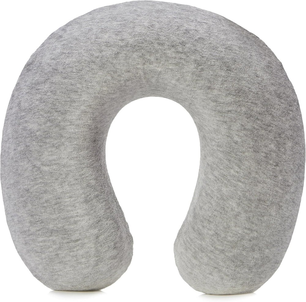Almohada semicircular de espuma viscoelástica Amazon Basics para el cuello, gris,