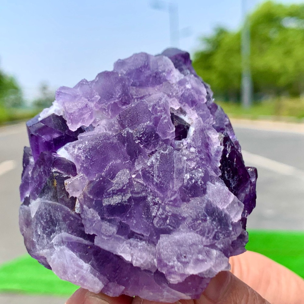 230G Natural Purple Fluorite Quartz Crystal Specimen for Collectors
