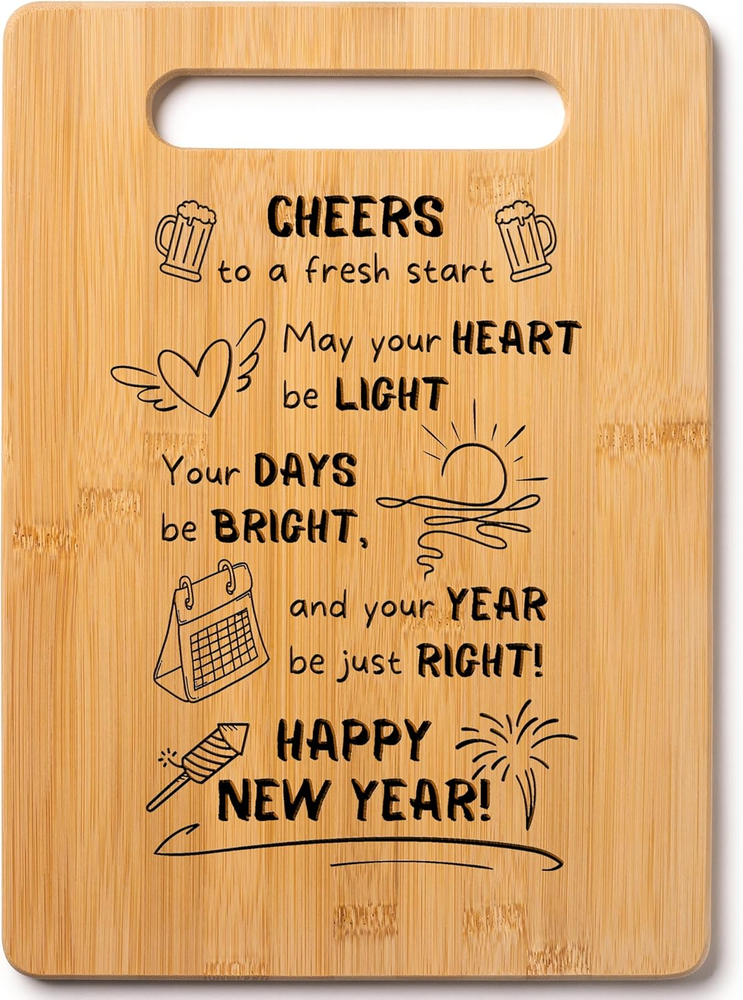 Bamboo Cutting Board with Handle - Perfect New Year Gift, 12