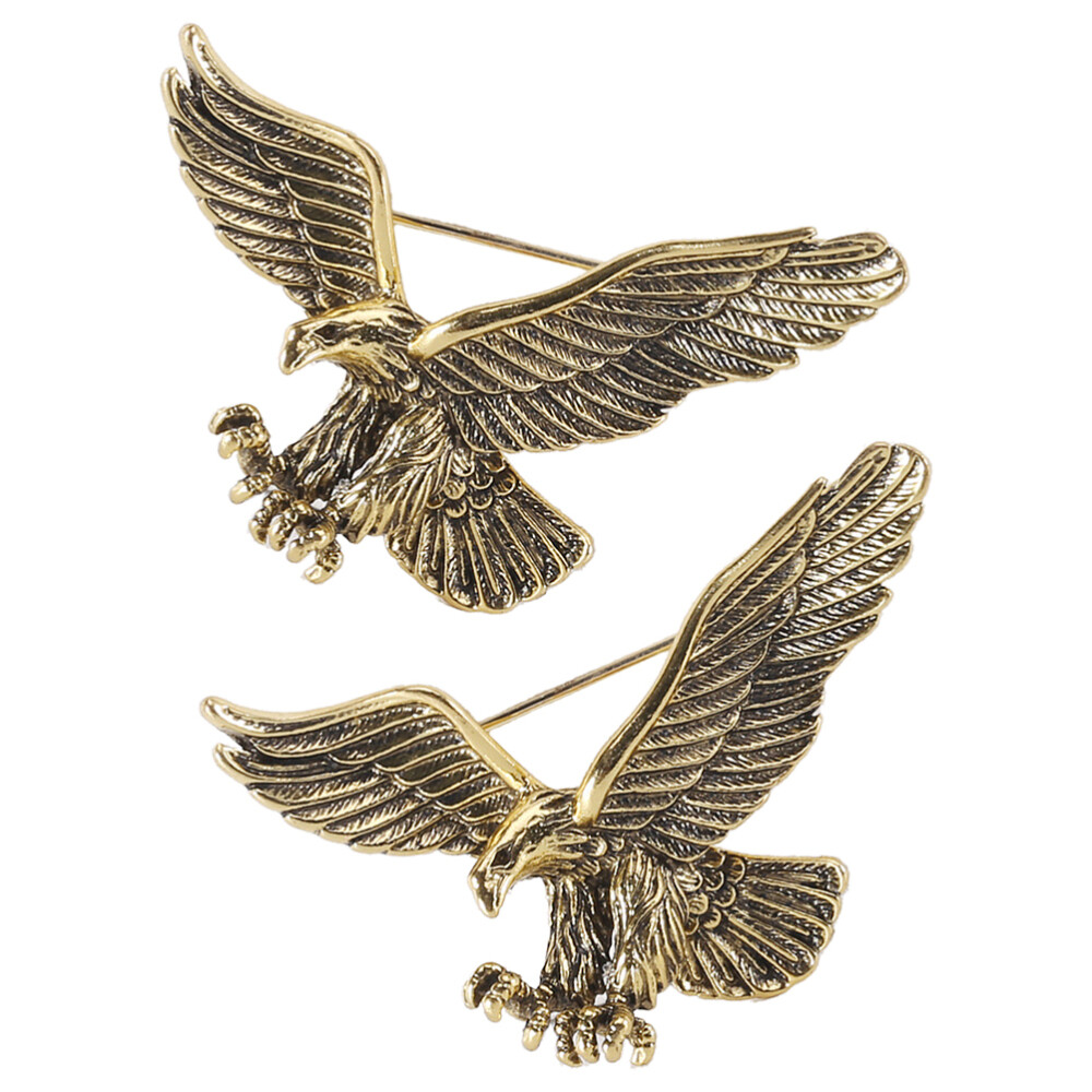 2Pcs Eagle Brooch Vintage Alloy Lapel Pin Clothes Accessories for Men Women