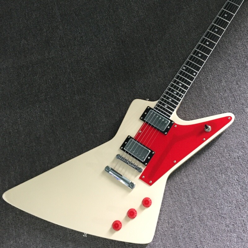 Explorer 70s Cream White ABR Bridge Electric Guitar Red Pick Guard HH Pickups-image