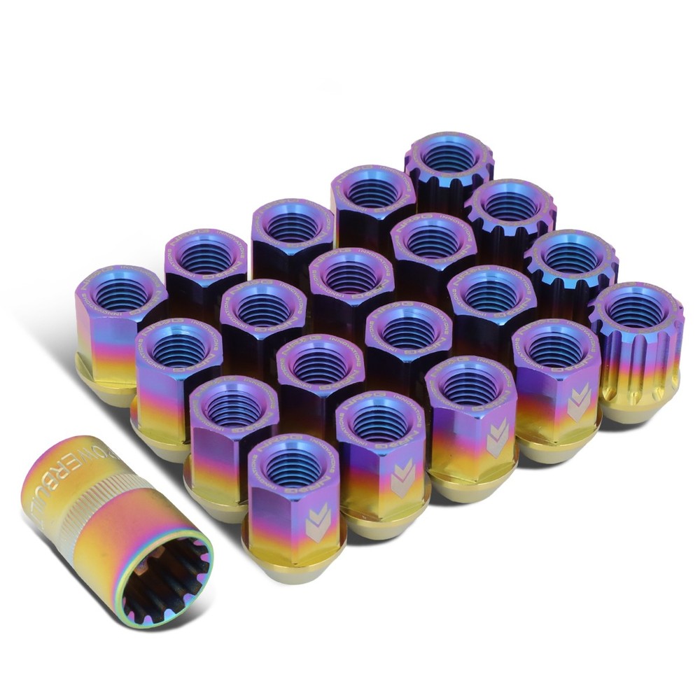 NRG Innovations M12x1.5 2.7cm Open-End Lug Nut Kit 16Pc with 4 Locks & Key