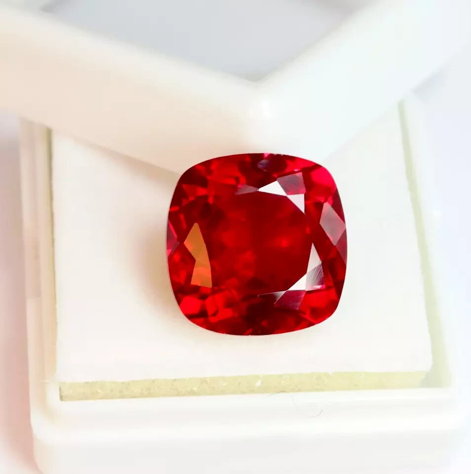 Natural EGL Certified 10+ Ct Heated Burma Red Ruby Cushion Loose Gemstone