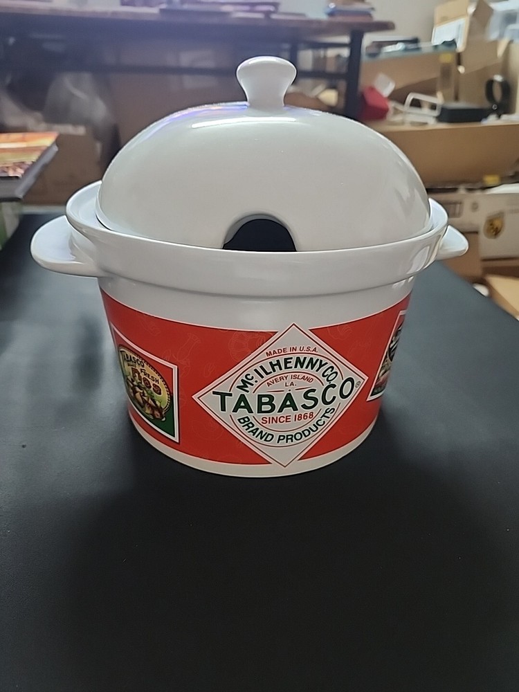 McIlhenny Co. Tabasco Hot Sauce Ceramic Potb& Lid, Aprx. 2.5 Quart - Used, Good