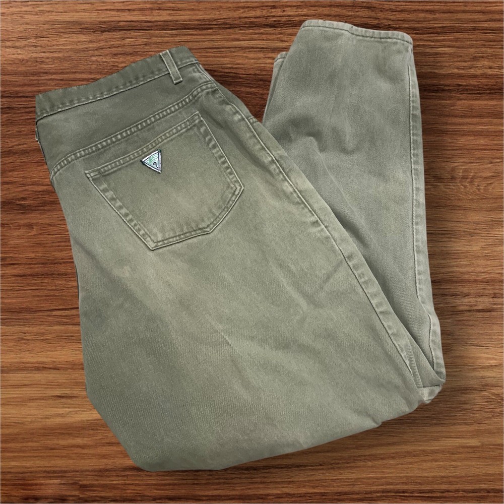VTG 90s Guess Men's Green Faded Baggy Skate Jeans Size 36x31