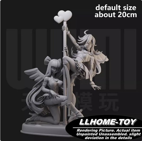 Anime Panty Stocking Sisters Unpainted Resin 3D Print DIY GK Figure Model