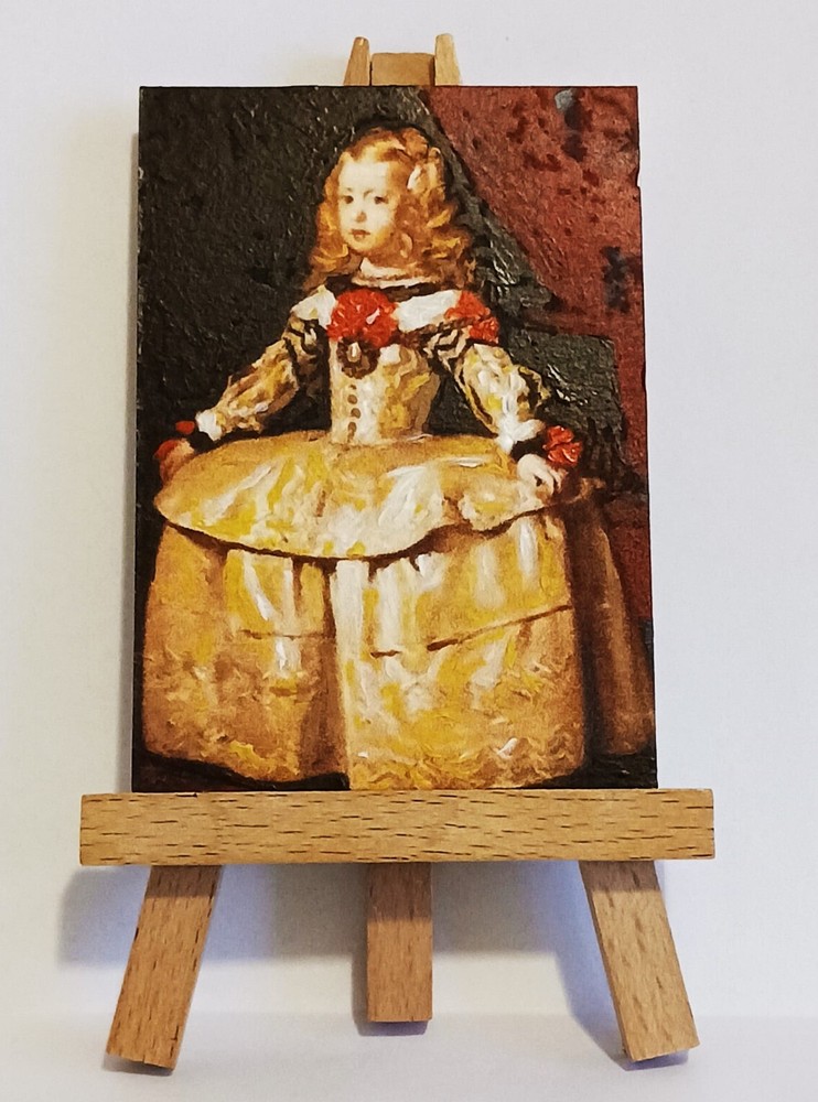 Infant Margarita Age 5 1656 ACEO Hand PAINTING by Ray Dicken a Diego Velazquez