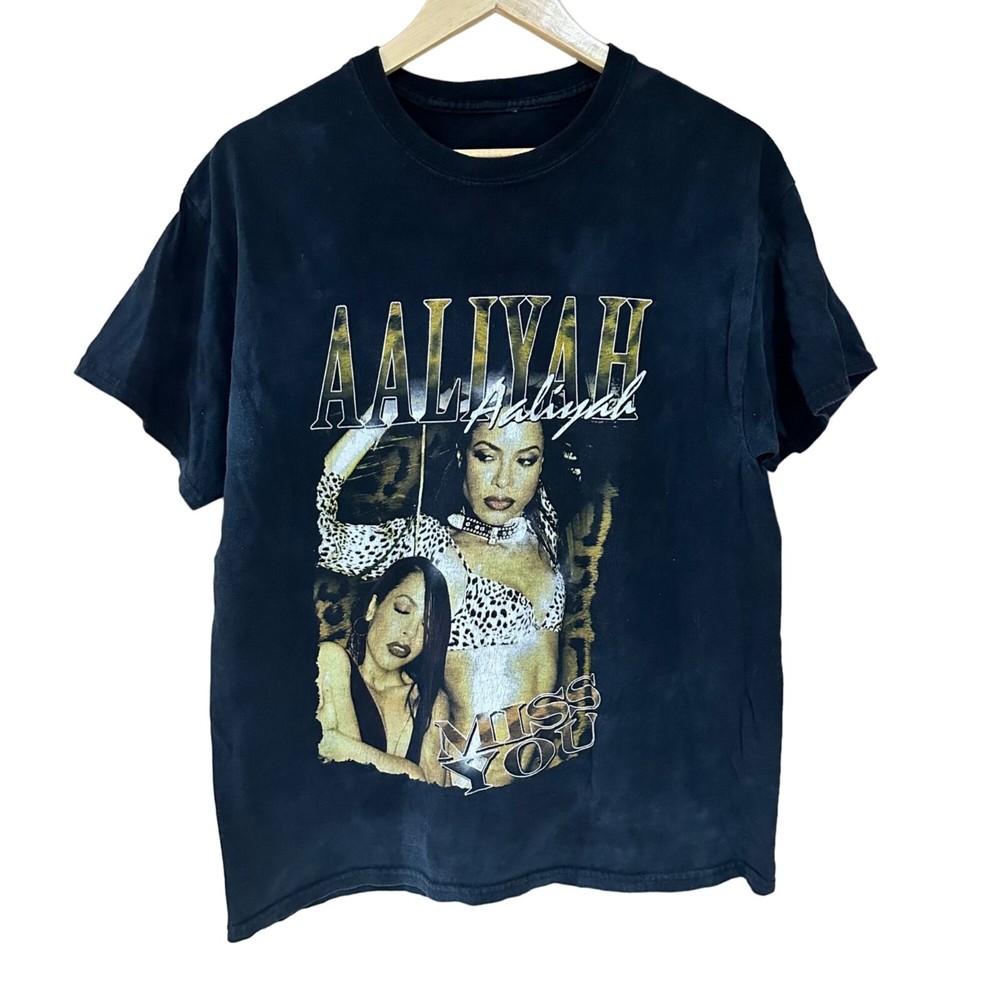 Retro Y2K Aaliyah Graphic Womens Size Medium T-Shirt Hip Hop Street Wear-image