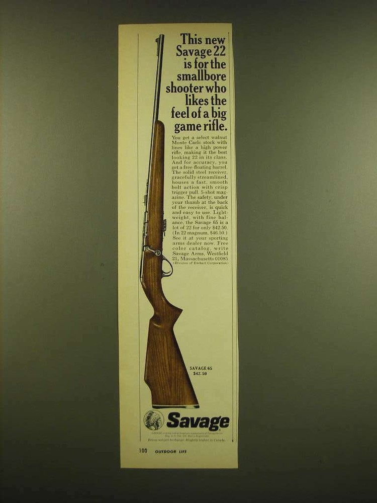 1966 Savage 65 Rifle Ad - This new Savage 22 is for the smallbore shooter
