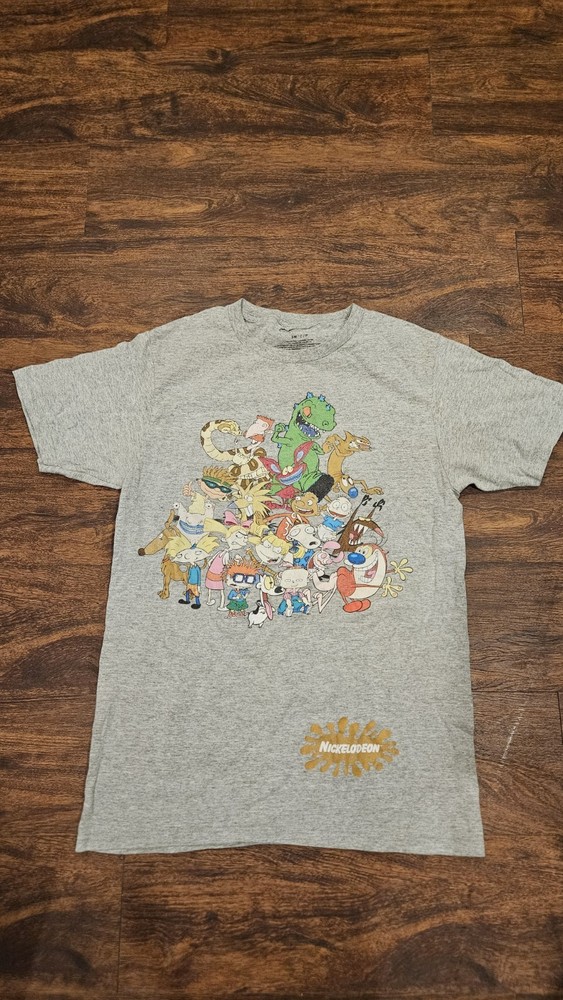 Nickelodeon 90s Cartoons T-Shirt Rugrats Hey Arnold Rocket Power Gray S 2020