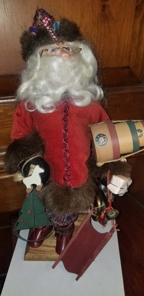 Artisan Marina Cantlon tagged signed old world Santa Christmas figurine doll 19”