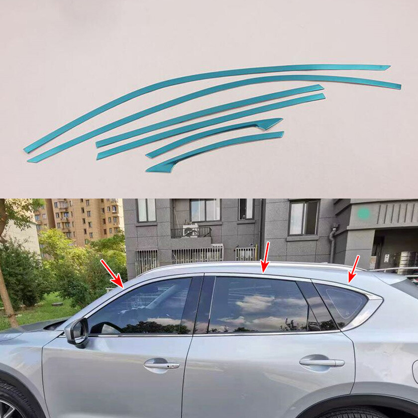 For Mazda CX-5 2017-24 Stainless steel silver Window Frame Sill Cover Trim *6Pcs