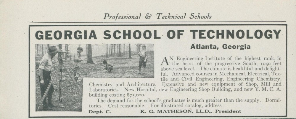 1912 Georgia School Of Technology Atlanta Engineering Surveying Vtg Print Ad CO4