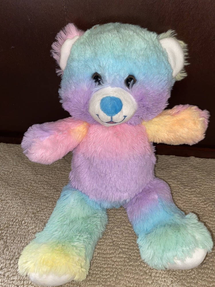 Goffa Plush Bear Pastel Rainbow soft teddy bear plush EUC