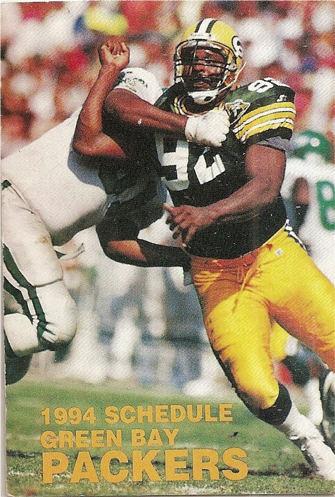 1994 Green Bay Packers NFL Football Pocket Schedule- Pabst Beer- Reggie White
