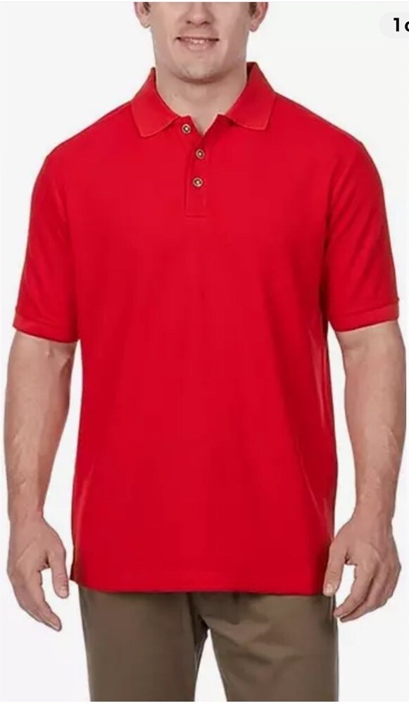 Kirkland Signature Men’s Pique Polo Cotton-Polyester Red size XXL