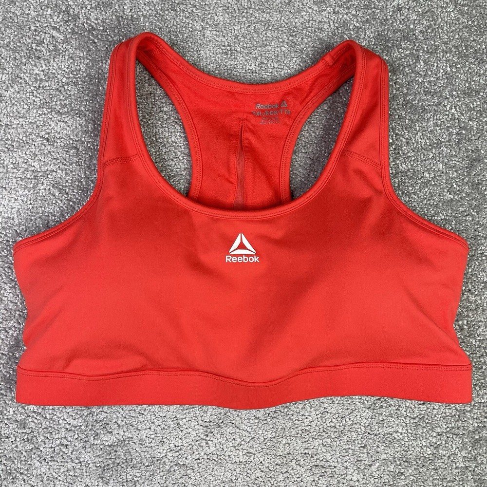 Reebok Sports Bra Women’s XXL Red Racerback Padded Mesh Running Yoga