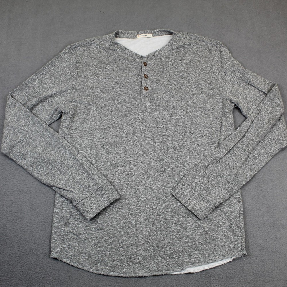 Marine Layer Henley Shirt Mens Small Gray Long Sleeve Pullover Soft Knit Casual