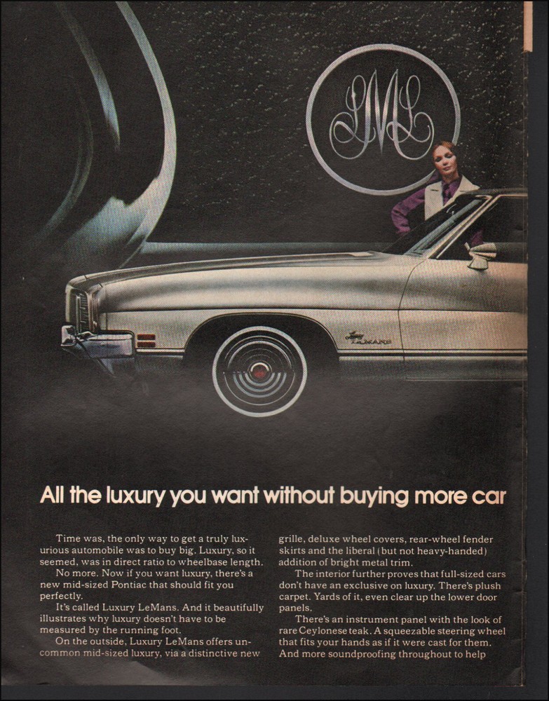 1972 Vintage ad Luxury Le Mans Pontiac retro car Auto Vehicle 2-pgs 06/19/24