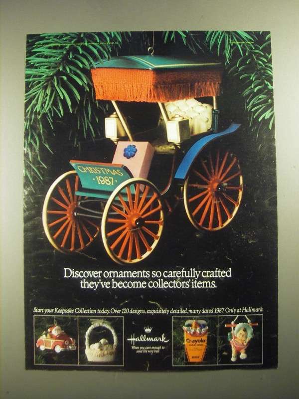 1987 Hallmark Keepsake Collection Ornaments Ad Showcasing Crafted Details