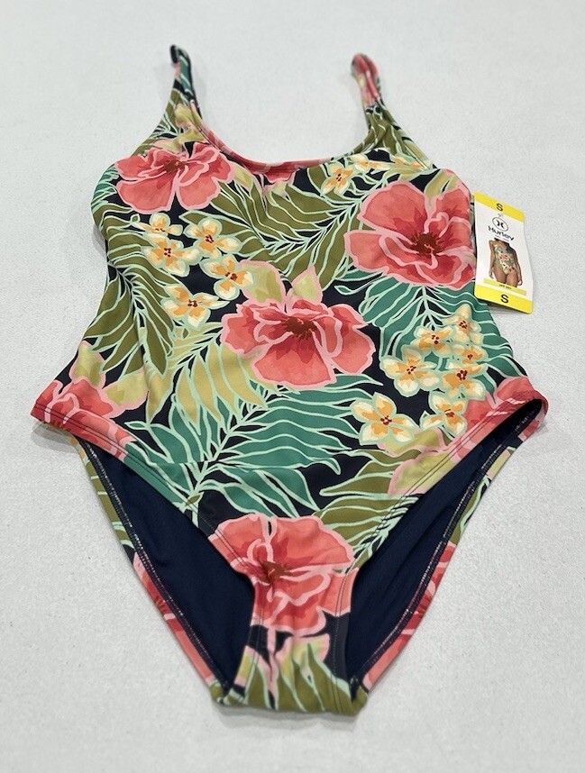 Hurley Womens UPF 50+ Stretch Midweight One Piece Swimsuit Pink Size S