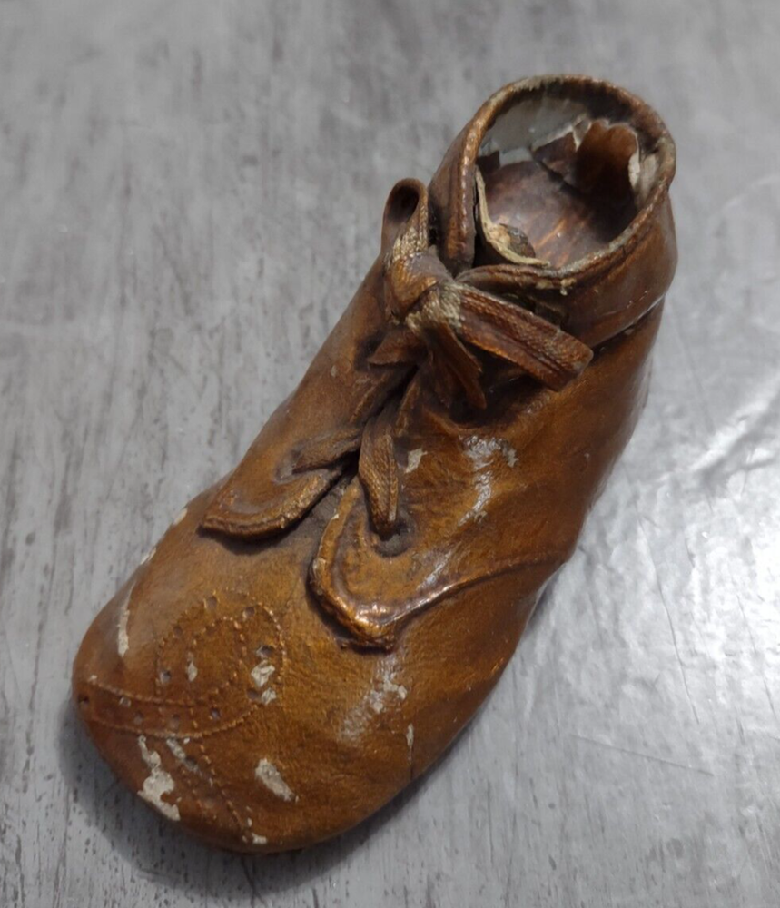 Vintage Bronzed Copper Baby Shoe Nursery Decor