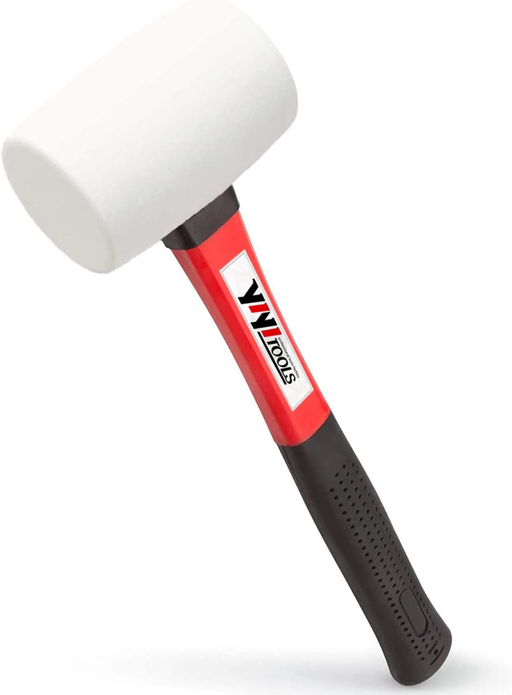 Rubber Hammer, 16Oz Rubber Mallet with Fiberglass Handle,White