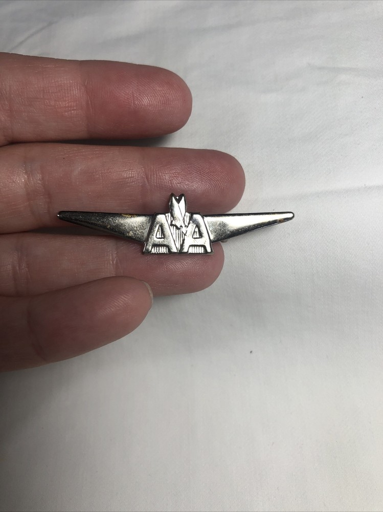AA American Airlines 2 Inch Silver Metal Wings Pin-image