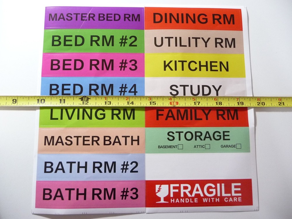 SET MOVING DECAL STICKER 16 AS SHOWN FOR BOX BOXES MOVE JOB TRANSFER HOUSE HOME