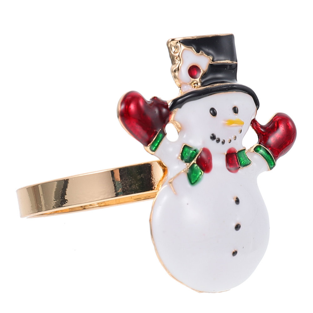 4 Pcs Snowflake Napkins Snowman Buckle Rings for Parties Holiday Holders