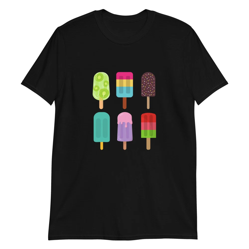 Popsicle Lover Unisex Tee with 6 Ice Cream Graphic Design