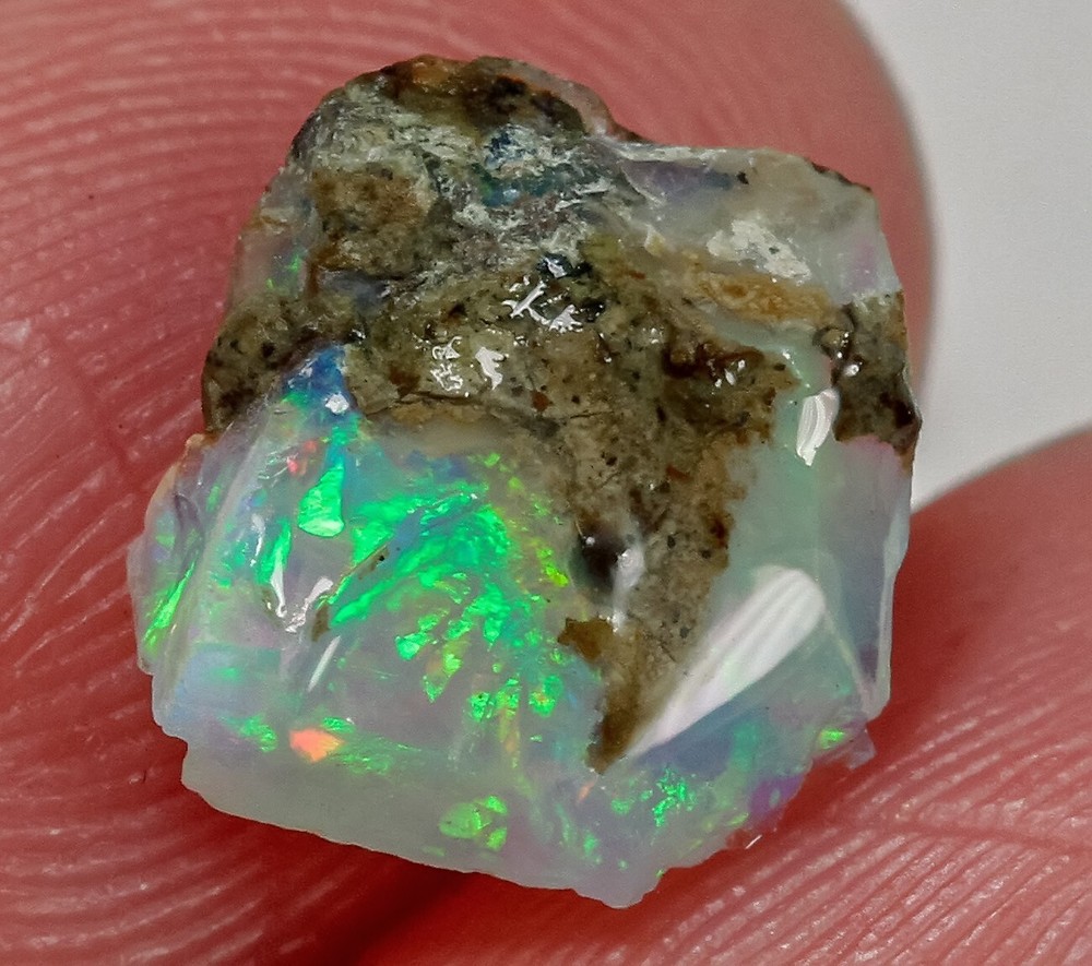 1.3Ct Natural Ethiopian Welo Opal Play Of Color Facet Rough Specimen YOW9597