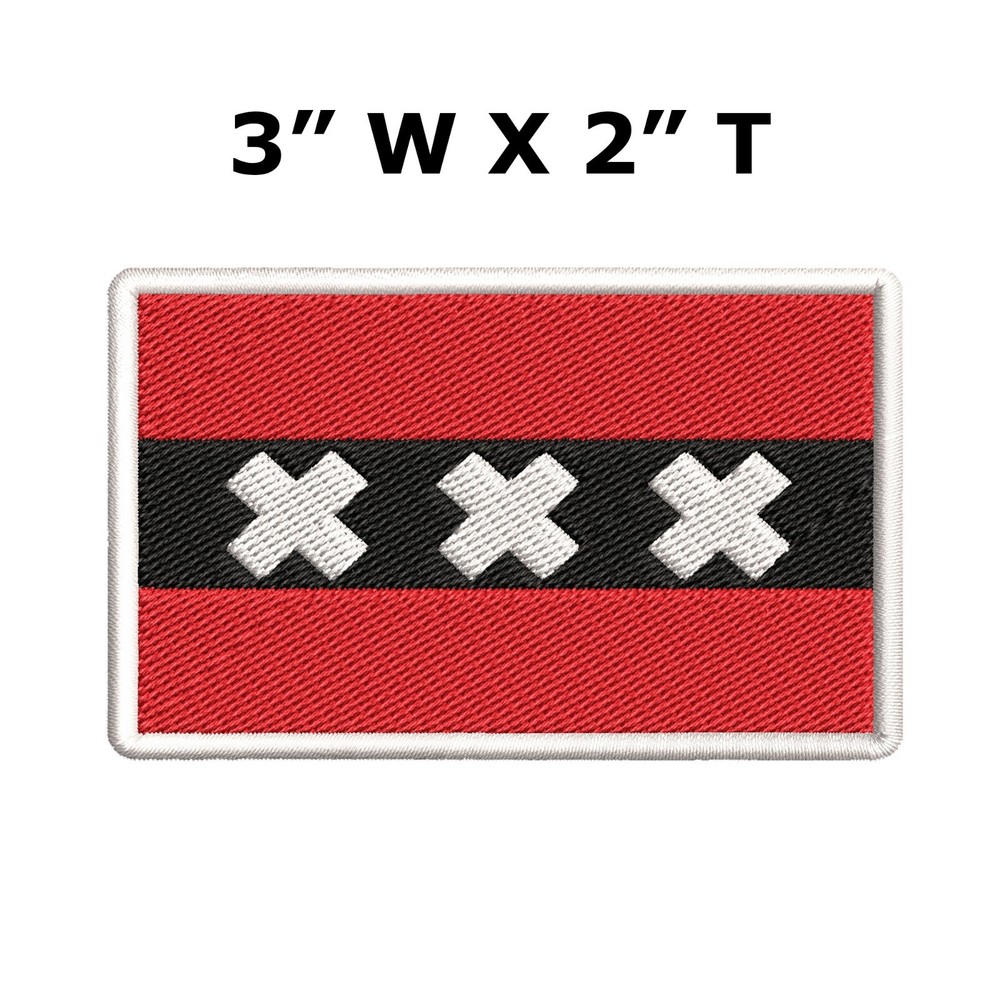 AMSTERDAM CITY FLAG embroidered iron-on PATCH NETHERLANDS EMBLEM HOLLAND