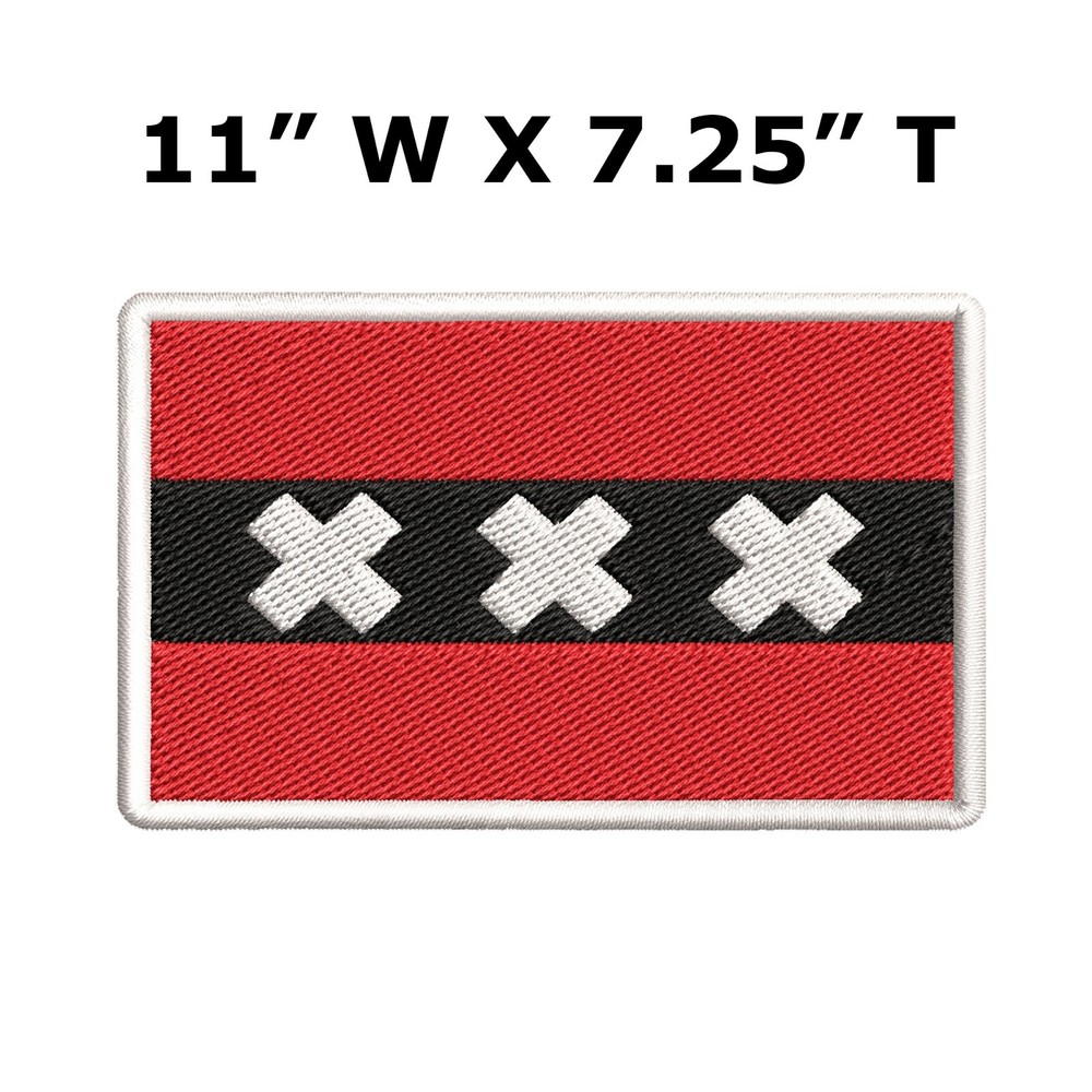 AMSTERDAM CITY FLAG embroidered iron-on PATCH NETHERLANDS EMBLEM HOLLAND 11