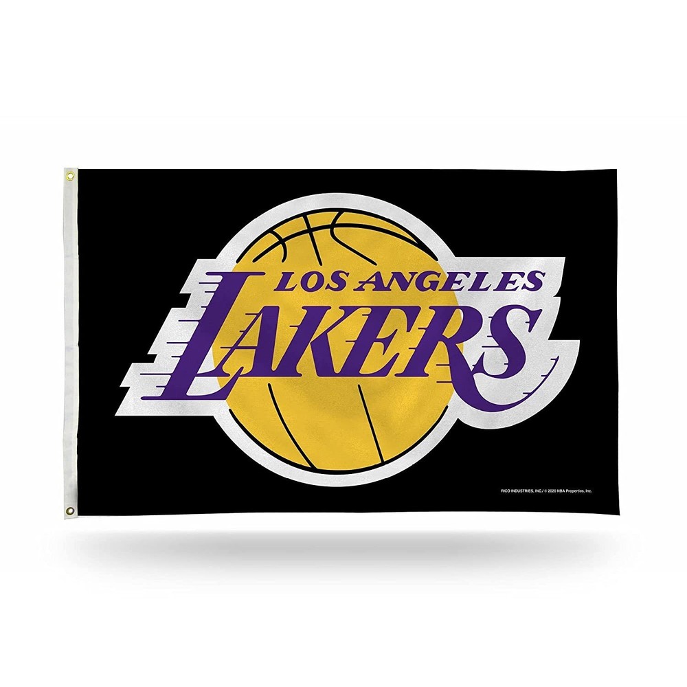 Los Angeles Lakers Premium 3x5 Feet Flag Banner, Black Design, Metal...