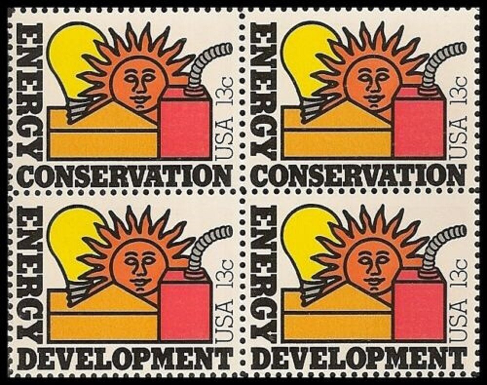 ENERGY DEVELOPMENT--Block of 4 Collectible Unused 1977 Stamps--FREE SHIPPING